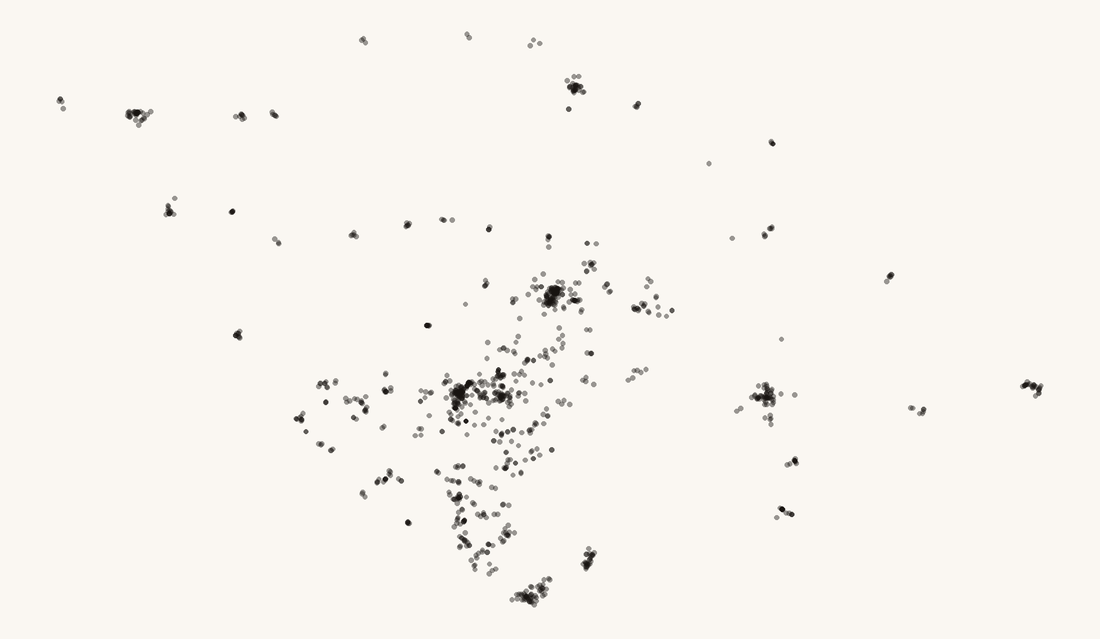 Mapa de puntos: las 1 142 cafeterías de Tlaxcala